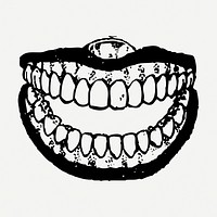 Human teeth drawing, illustration psd. Free public domain CC0 image.