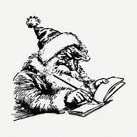 Vintage Santa drawing, illustration psd. Free public domain CC0 image.