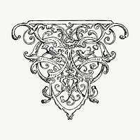 Vintage ornament drawing, illustration vector. Free public domain CC0 image.