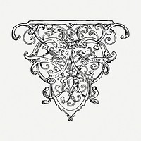 Vintage ornament drawing, illustration psd. Free public domain CC0 image.