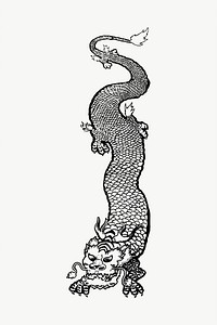 Chinese dragon drawing, illustration vector. Free public domain CC0 image.
