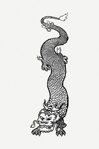 Chinese dragon drawing, illustration psd. Free public domain CC0 image.