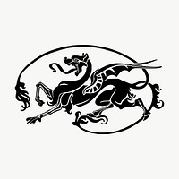 Mythological dragon drawing, illustration vector. Free public domain CC0 image.