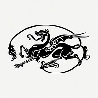 Mythological dragon drawing, illustration psd. Free public domain CC0 image.