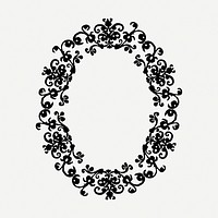 Floral frame drawing, illustration psd. Free public domain CC0 image.