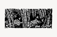 Bamboo forest drawing, illustration vector. Free public domain CC0 image.