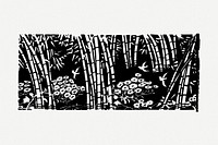 Bamboo forest drawing, illustration psd. Free public domain CC0 image.