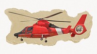 Medical helicopter, ripped paper collage element