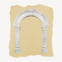 Vintage archway, ripped paper collage element
