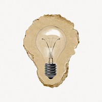 Light bulb, ripped paper collage element