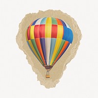 Hot air balloon, ripped paper collage element