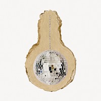 Disco ball, ripped paper collage element