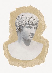 Greek god statue, ripped paper collage element