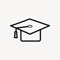 Graduation cap icon, cute education illustration