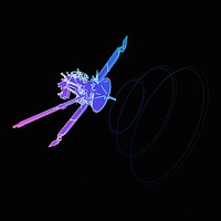 Neon space satellite, galaxy remix media