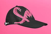 Black baseball cap, pink street design