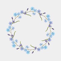 Blue floral wreath watercolor clipart