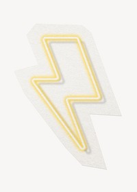 Neon lightning bolt clipart sticker, paper craft collage element