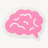 Brain, education sticker collage element, paper craft clipart