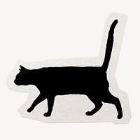 Cat silhouette sticker, animal illustration collage element