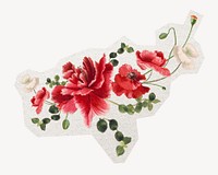 Red poppy sticker, flower collage element