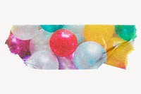Colorful balloon washi tape design on white background