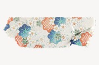 Japanese floral pattern washi tape design on white background