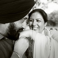 Loving senior Indian couple