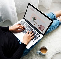 Laptop mockup, work from home design psd