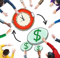 Aerial View People Time Management Money Making Concepts