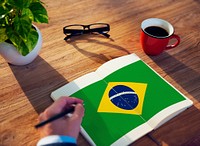 Brazil National Flag Studying Reading Book Concept