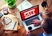Sale Discount Promotion Deduction Man Planning Concept