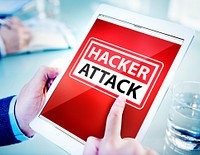 Hands Holding Digital Tablet Hacker Attack
