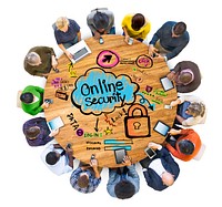 Multiethnic Group of People with Online Security Concept