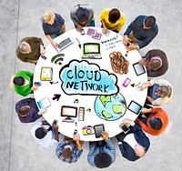 Multiethnic Group of People with Cloud Network Concept