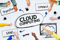 Business People Pointing to Cloud Computing Concepts