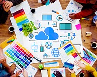 Brainstorming Crative Sharing Online Global Communication Cloud Concept