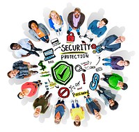 Ethnicity People Looking up Security Protection Information Concept