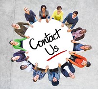 Diverse People in a Circle with Contact Us Concept