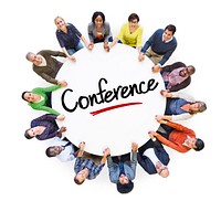 Diverse People in a Circle with Conference Concept