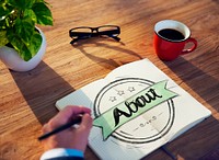 Businessman Writing the word "About"