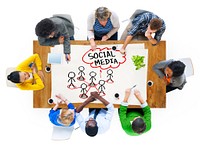 People in a Meeting and Social Network Concept