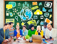 Diversity Casual People Global Media Brainstorming Teamwork Concept