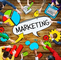 Aerial View of People and Marketing Concepts