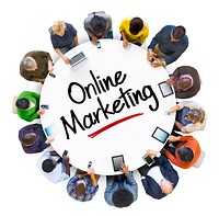 Multiethnic Group of Business People with Online Marketing