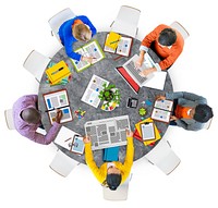 Aerial View of People with Digital Devices