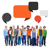 Group of People with Speech Bubbles