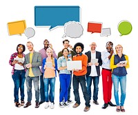 Diverse People Social Networking and Empty Speech Bubbles