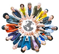 Diverse People with Togetherness Concepts and Earth Symbol