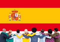 Spain National Flag Teamwork Diversity Concept